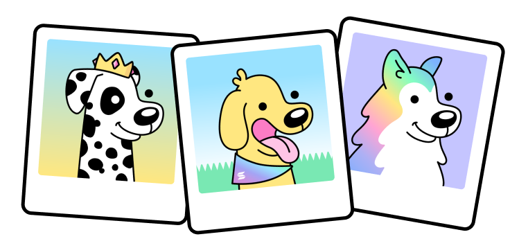 polaroid set of doggos